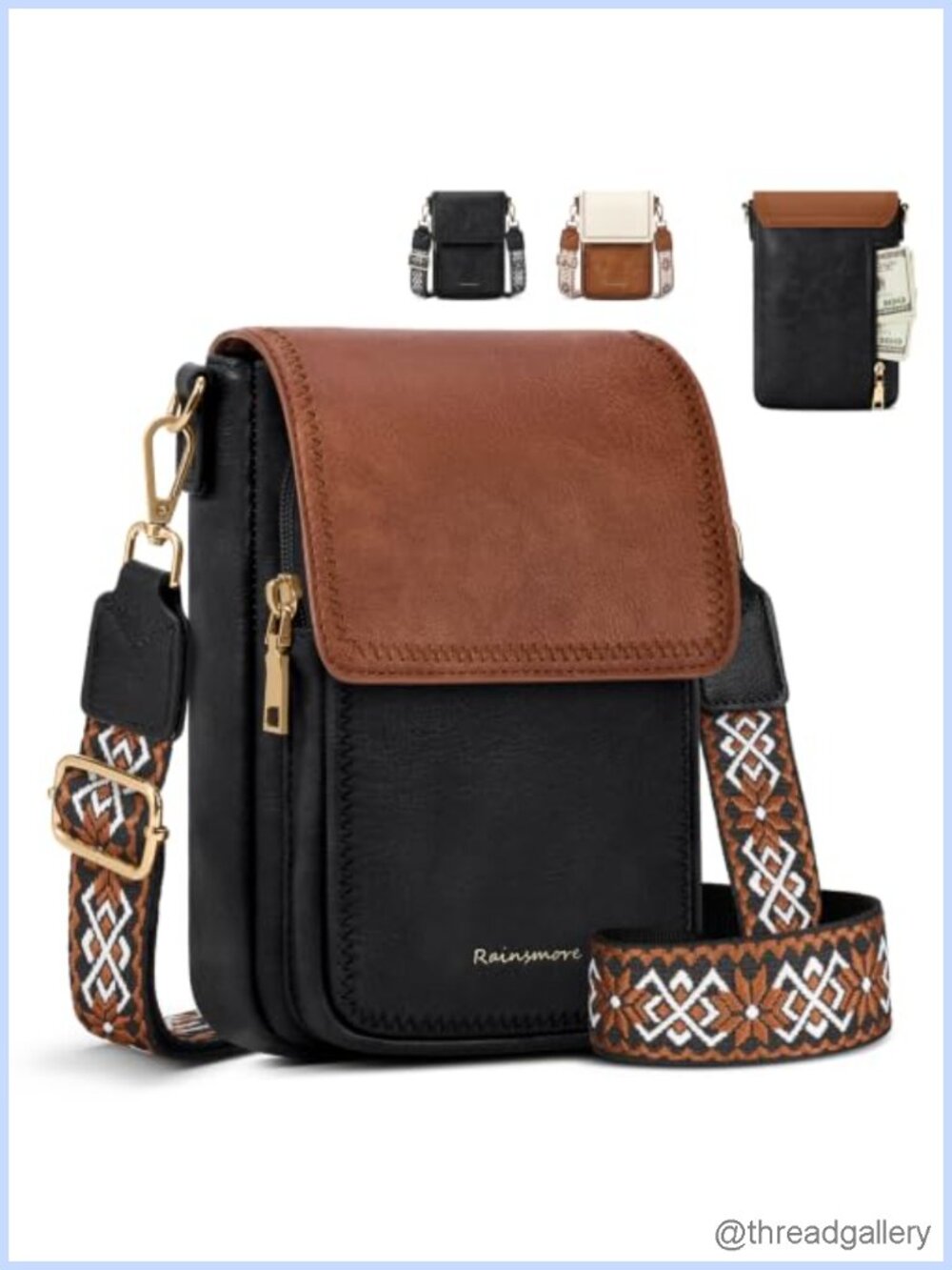 Small Crossbody Bag PU Leather RFID Wallet Cell Phone Purse Adjustable Strap
